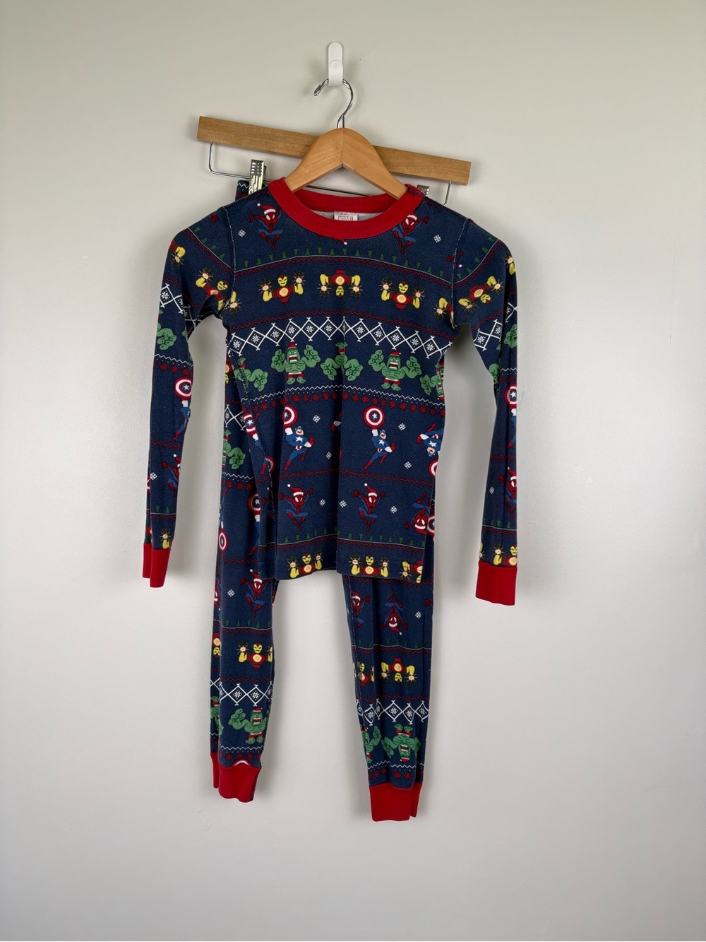 Hanna Andersson Marvel Comics Avengers Fair Isle Long John PJ Size 140 US 10
